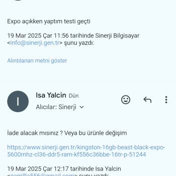 RAM Değişim Talebime Yanıt Yok!