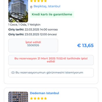 Rezervasyon İptali Mağduriyeti