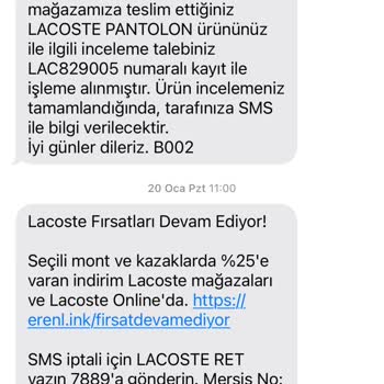 Lacoste Mağazasındaki İade Sürecinde Yaşanan Sorunlar