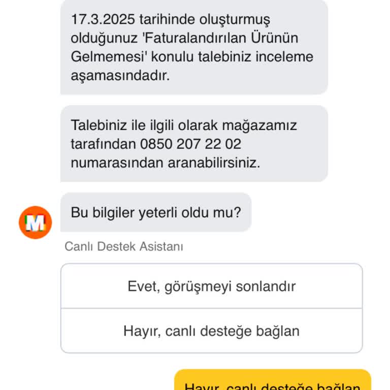 Migros Hemen'den Alınmayan Ürün Ve İade Sorunu