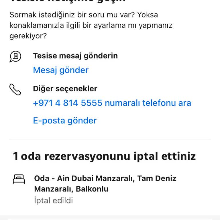 Booking Stornierung meiner JA Ocean View Hotel Jumeirah Beach Dubai Reservierung