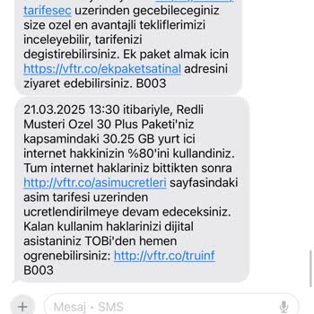 Vodafone Red Pass Paketlerinin Yetersizliği