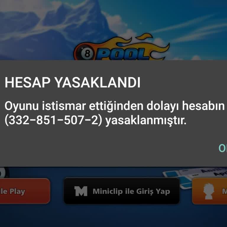 8 Ball Pool Haksız Hesap Yasaklama Sorunu