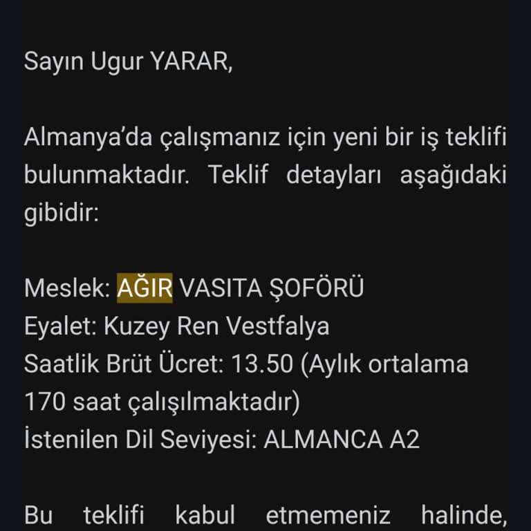 Profesyonel Şoför İş Sözleşmesi Sorunu