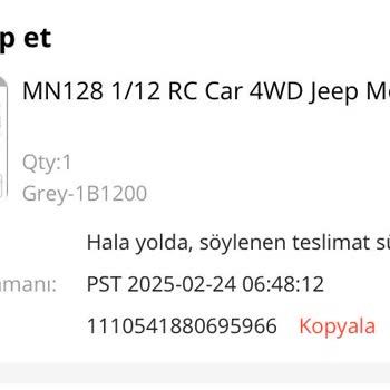 Aliexpress'ten Sipariş Verilen RC Araba Teslim Edilmedi