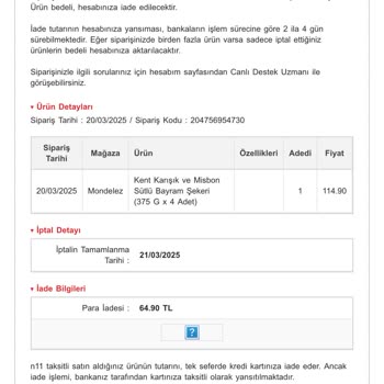 Bayram Şekeri Siparişim İptal Edildi: Tüketici Olarak Mağdur Edildim!