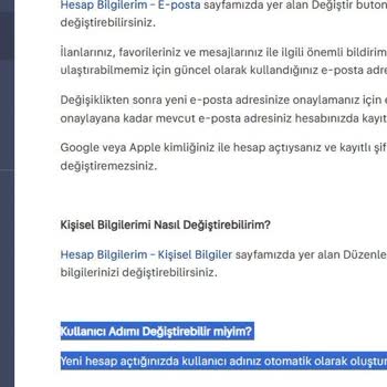 Kullanıcı Adı Değişikliği İçin Destek Alamama Sorunu