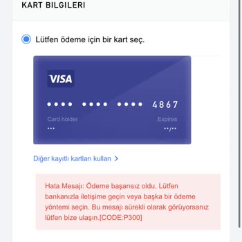 Satın Alma İşleminde Hata Ve Banka Yanıtı