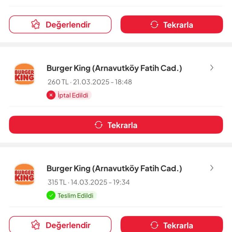 Tıkla Gelsin Burger King Siparişimde İptal Ve İlgisizlik Sorunu