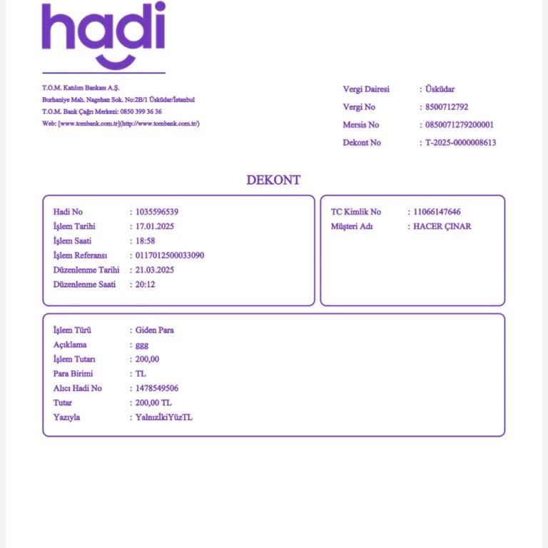 Hadi Kart İle Yapılan Para Transferi Mağduriyeti