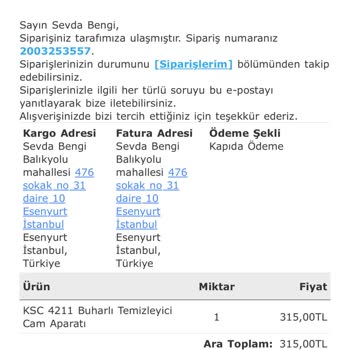 Yanlış Ürün Teslimatı: Kiwi Buharlı Temizleyici Cam Aparatı Sorunu