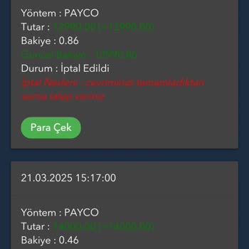 Çekim Taleplerim Sürekli İptal Ediliyor