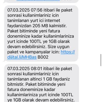 Gece Yarısı Hattıma Tanımlanan GB Ve Şaşırtıcı Fatura