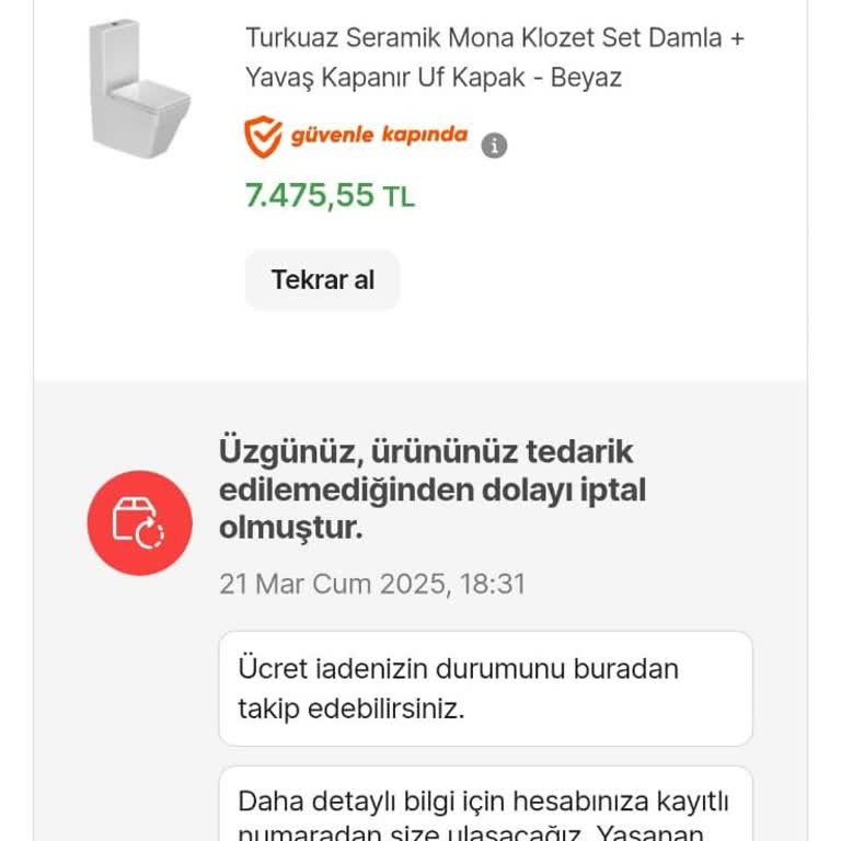 Ürün Yok, Bekletip İptal Ettiler!