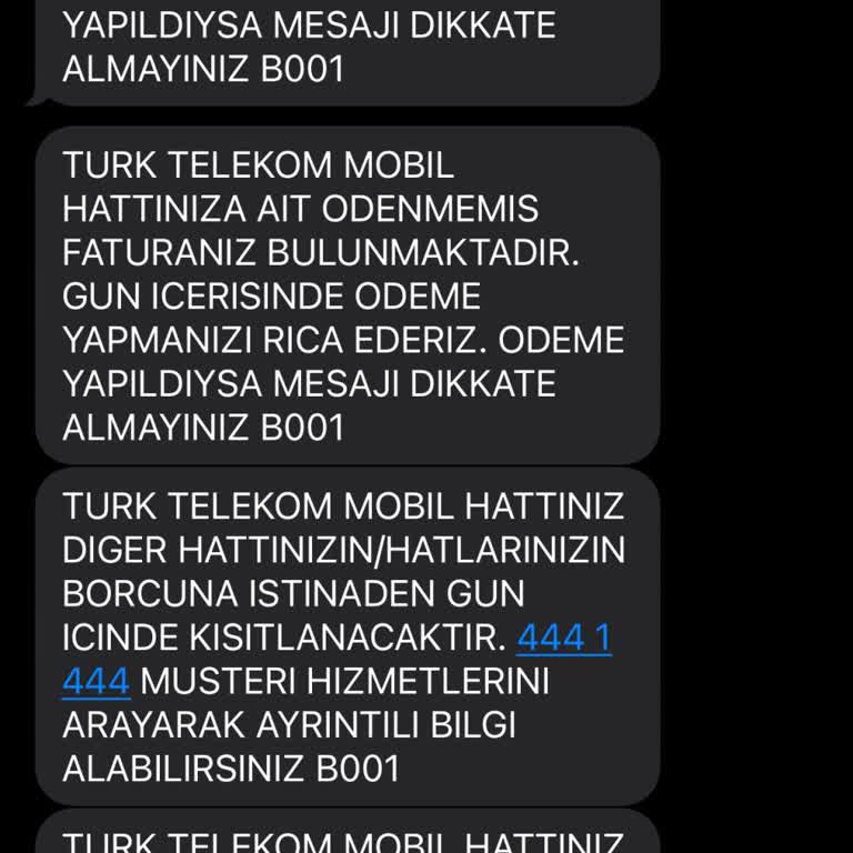 Türk Telekom'dan Gelen Sürekli Aramalar Ve Mesajlar