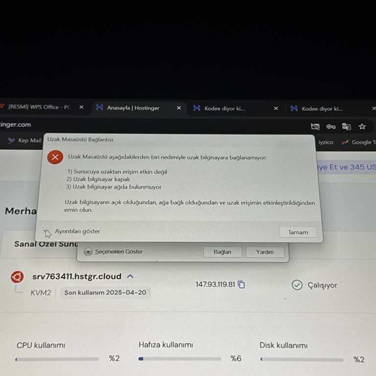 VPS Erişim Sorunları: Uzak Bilgisayar Hataları