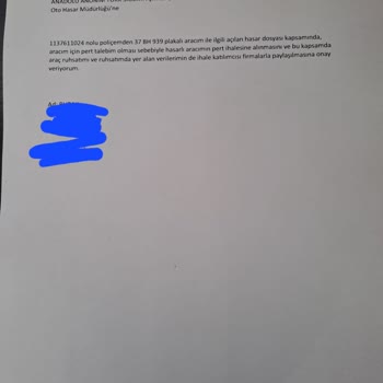 Anadolu Sigorta İle Pert Ve Onarım Çelişkisi