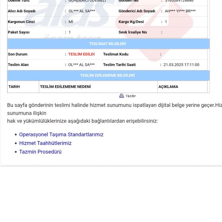 Yanlış Teslimat: Siparişim Elime Ulaşmadı