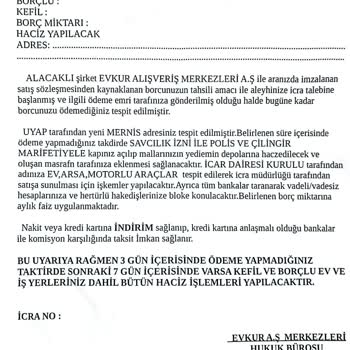 Evkur'un Sahte İcra İhbarlarıyla Korkutma Taktikleri