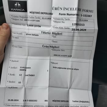 Su Geçirmez Mont Fiyaskosu: İade Talebi