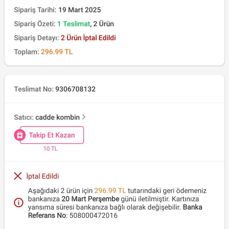 Trendyol Cadde Kombin Şikayeti