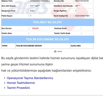Teslimat Süresine Uymayan Kargo Şirketi