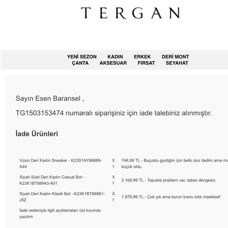 Tergan İade Sürecinde Müşteri Hizmetleri Sorunları
