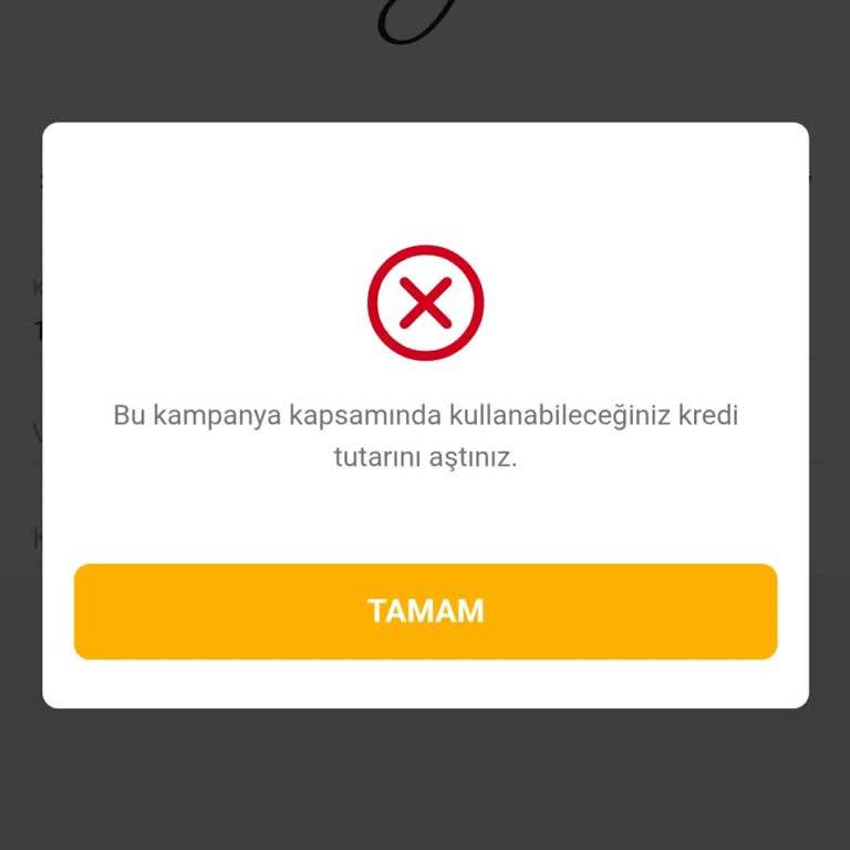 Sky Limit Kredi Limiti Aşıldı Uyarısı