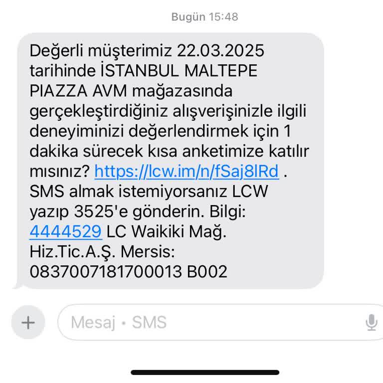 Yanlış Alışveriş Bildirimi Ve Anket Talebi