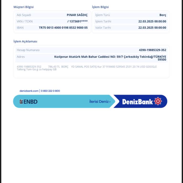 İzinsiz Çekim: 786,43 TL İade Talebi