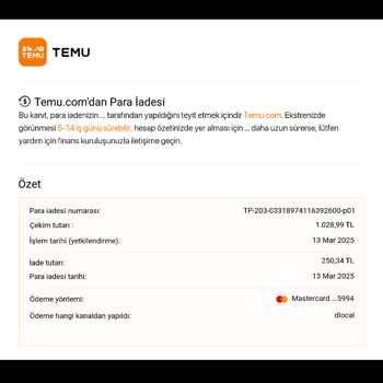 Temu'dan İade Sorunu: Ücretler Hala Hesabıma Yatmadı