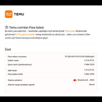 Temu'dan İade Sorunu: Ücretler Hala Hesabıma Yatmadı