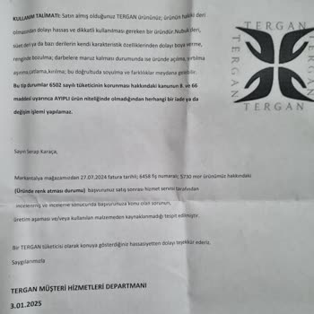 Tergan Cüzdanında Renk Atması Ve Müşteri Hizmetleri Sorunu