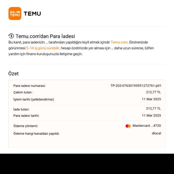 Hediye Ürün İçin Çekilen Ödeme İadesi Bekleniyor