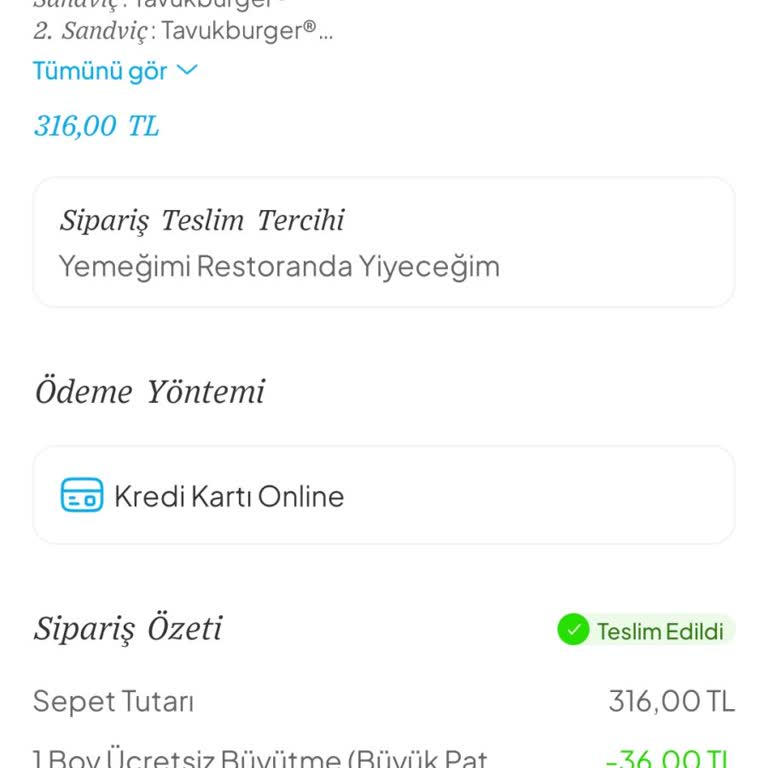 İftar Vakti Siparişim Teslim Edilmedi