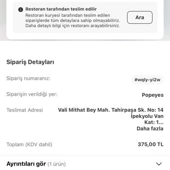 Sipariş Teslim Edilmeden Teslim Edildi Gösterildi