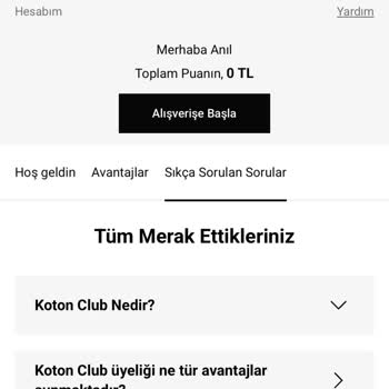 Koton Club Üyeliğinde Puan Sorunu