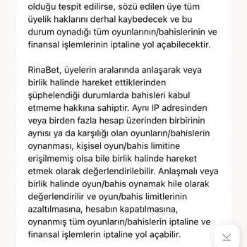 Rinabet Kazandığım Tutarın Ödenmemesi Ve Hesap Kapatılması!