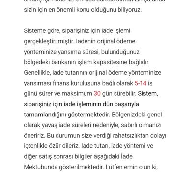 İade Edilmeyen Ürün Ücreti Ve Cevapsız Destek