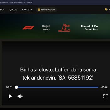 Todda F1 Yayını İzleyememe Sorunu