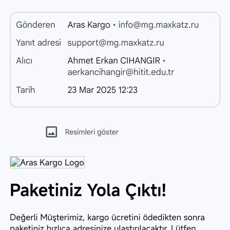 Sahte E-postalarla Gelen Tehlike: Aras Kargo Adına Dikkat
