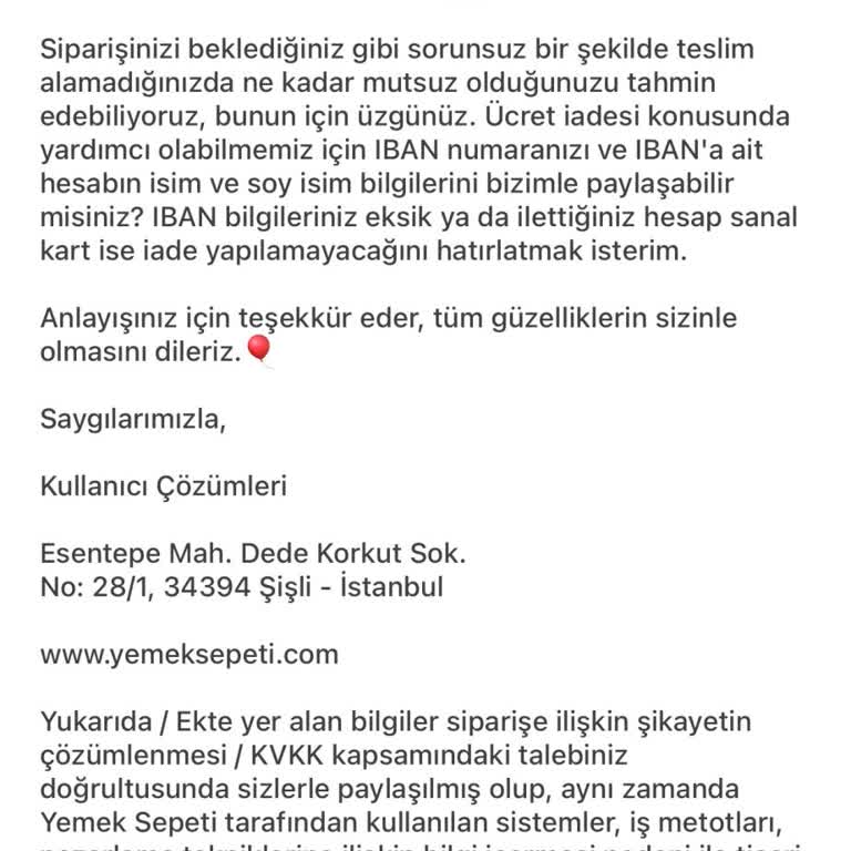 Yemek Sepeti İade Sorunu: Yanlış Ürün Ve Kayıp Para