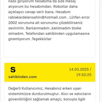 Sahibinden Hesap Erişim Sorunu Ve Robot Yanıtlar