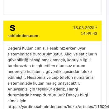 Sahibinden Hesap Erişim Sorunu Ve Robot Yanıtlar