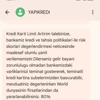 Yapı Kredi Worldcard Limit Artışı Sorunu