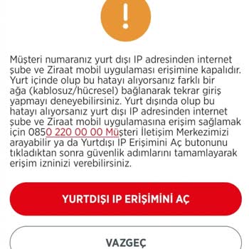 Ziraat Mobil Güncellemesi Sonrası Erişim Sorunu