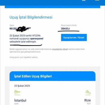 Uçuş İptali Sonrası Eksik Ve Gecikmeli İade Sorunu