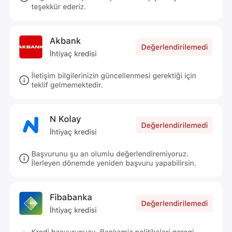 Findeks Raporunda İstenmeyen Başvurular