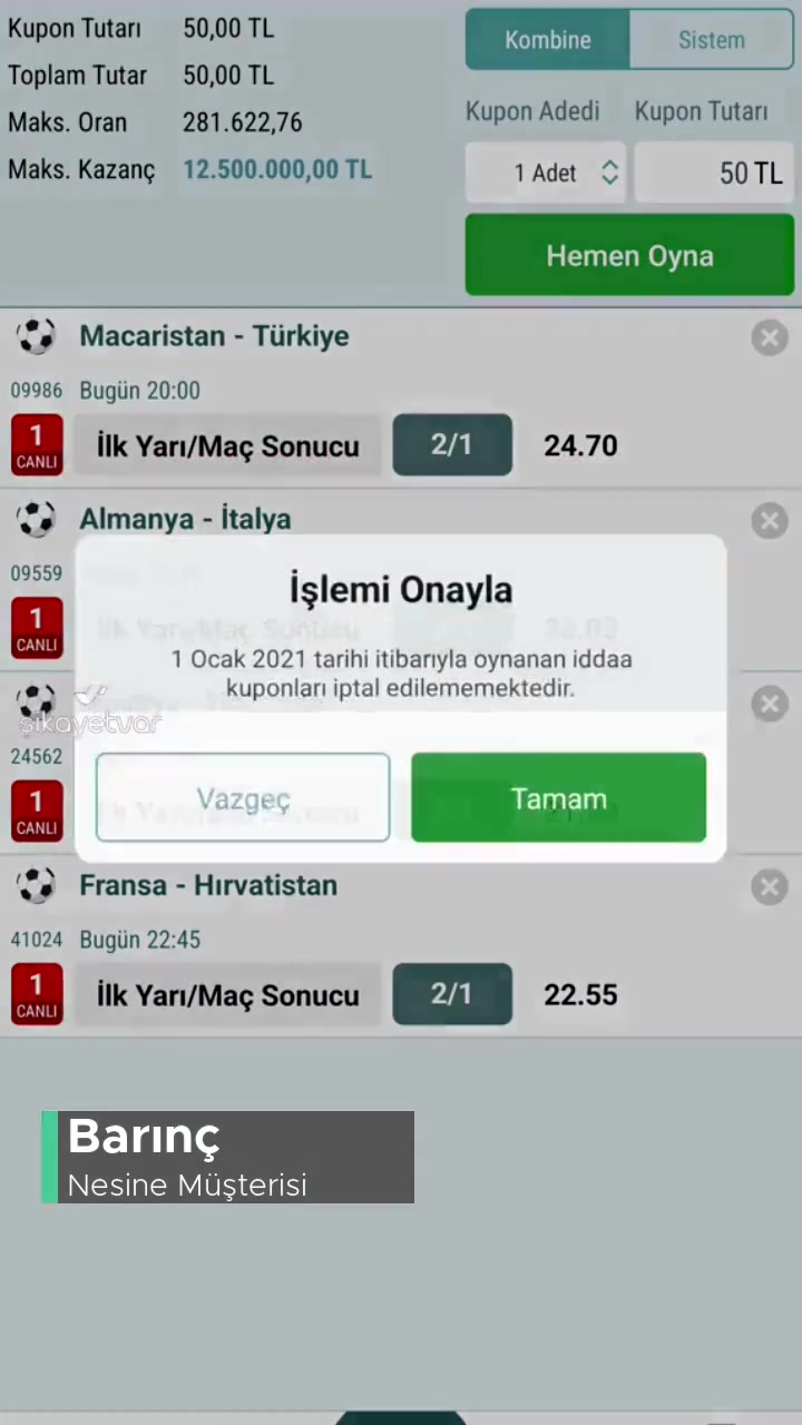 Nesine'de Hata Bildirimleri Yüzünde Kupon Oynayamama videonun kapak resmi