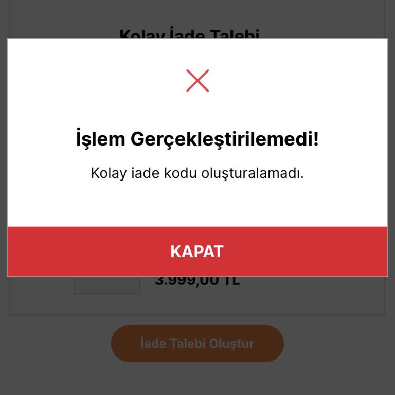 İade Kodu Sorunu: Ürün Değişimi Engelleniyor